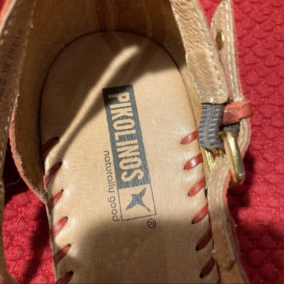 PIKOLINOS Sz 9 Leather Flat Laser  Cut Out Strap Sandals Sz 40 (EU) or 9 US - Picture 2 of 9